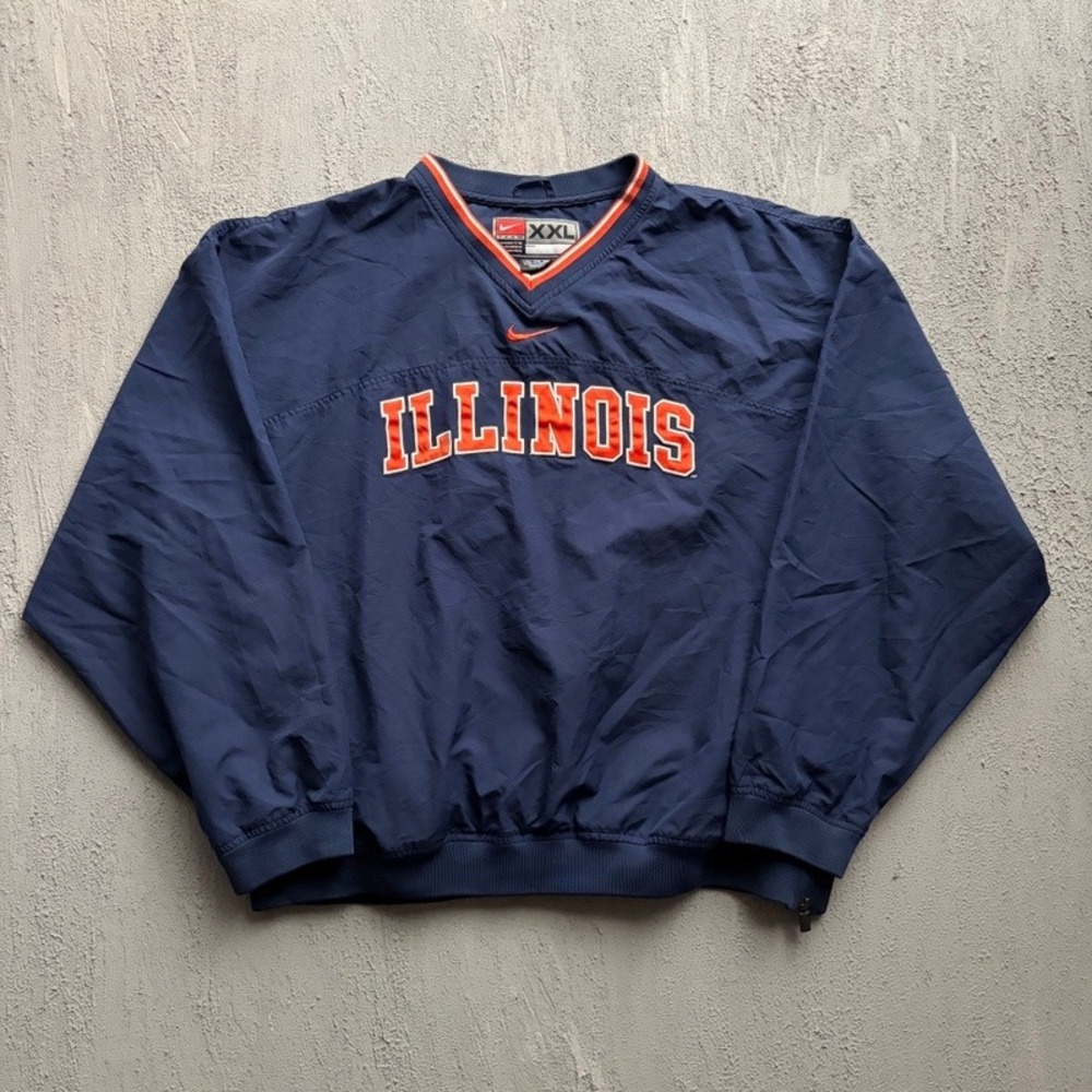 Vintage Nike Illinois Fighting Illini Windbreaker XXL Navy Blue 1990s